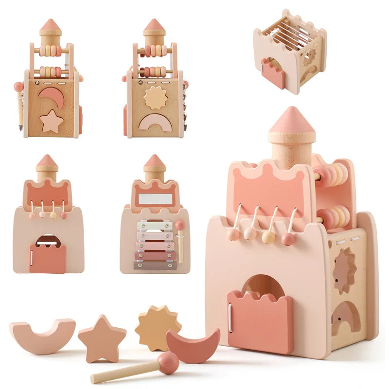 Wooden Montessori Educational Castle - Toddler Fine Motor Learning Toy
