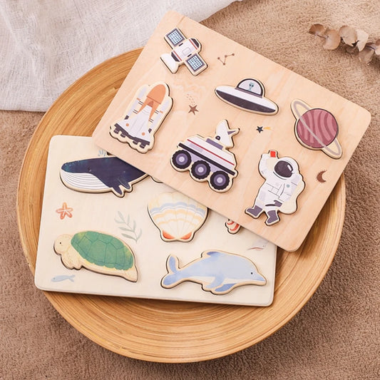 Montessori Wooden Puzzles - Toddler Fine Motor Skills Toy