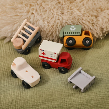 Montessori Toddler Trucks – Silicone Vehicles with Mix & Match Carriages