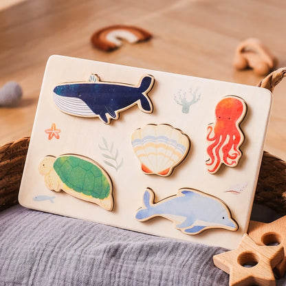 Montessori Wooden Puzzles - Toddler Fine Motor Skills Toy