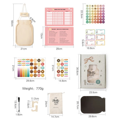 Wooden Reward Jar for Kids – Behavior Chart with Tokens, Habit Tracker & Coupons