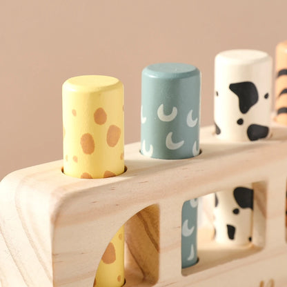 Montessori Wooden Pop-Up Animal Bus Toy