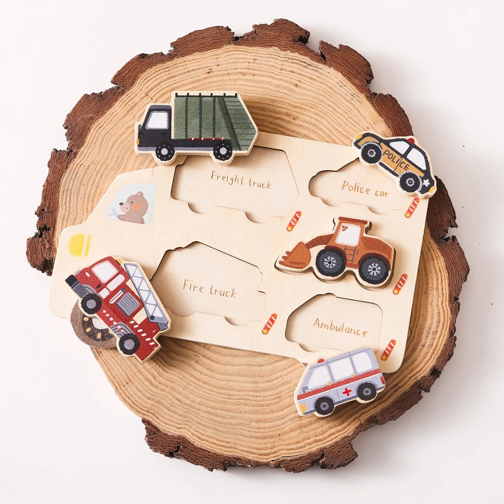 Toddler Learning Puzzle – Chunky Wooden Animal & Vehicle Matching Boards