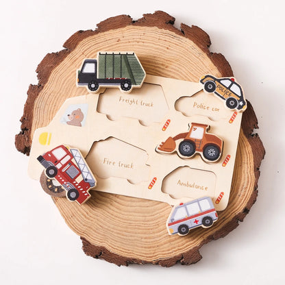 Toddler Learning Puzzle – Chunky Wooden Animal & Vehicle Matching Boards