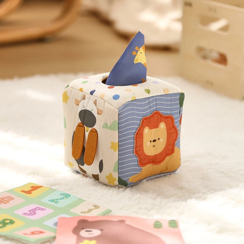 Animal Sensory Activity Box – Plush Baby Learning Cube