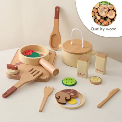Wooden Kitchen Play Set – Pretend Cooking Toys for Toddlers and Kids