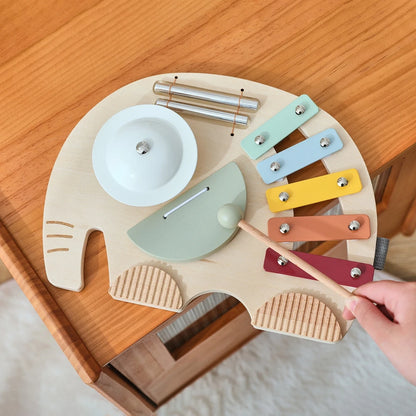 Elephant Wooden Musical Toy – 4-in-1 Montessori Music Board for Toddlers