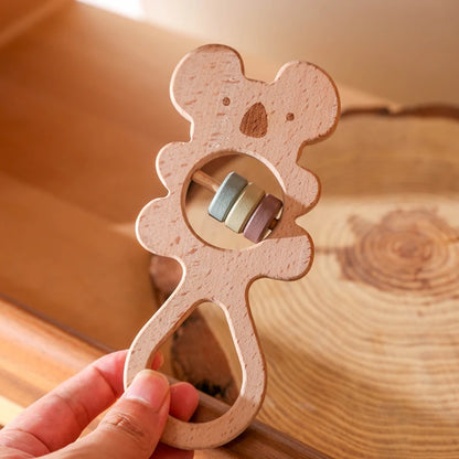 Wooden Montessori Animal Rattle