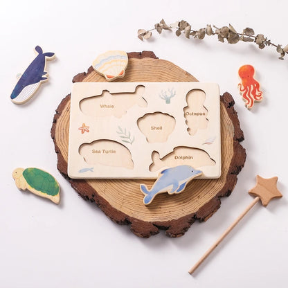 Montessori Wooden Puzzles - Toddler Fine Motor Skills Toy