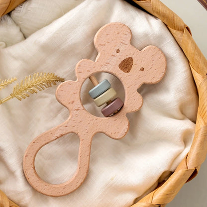 Wooden Montessori Animal Rattle