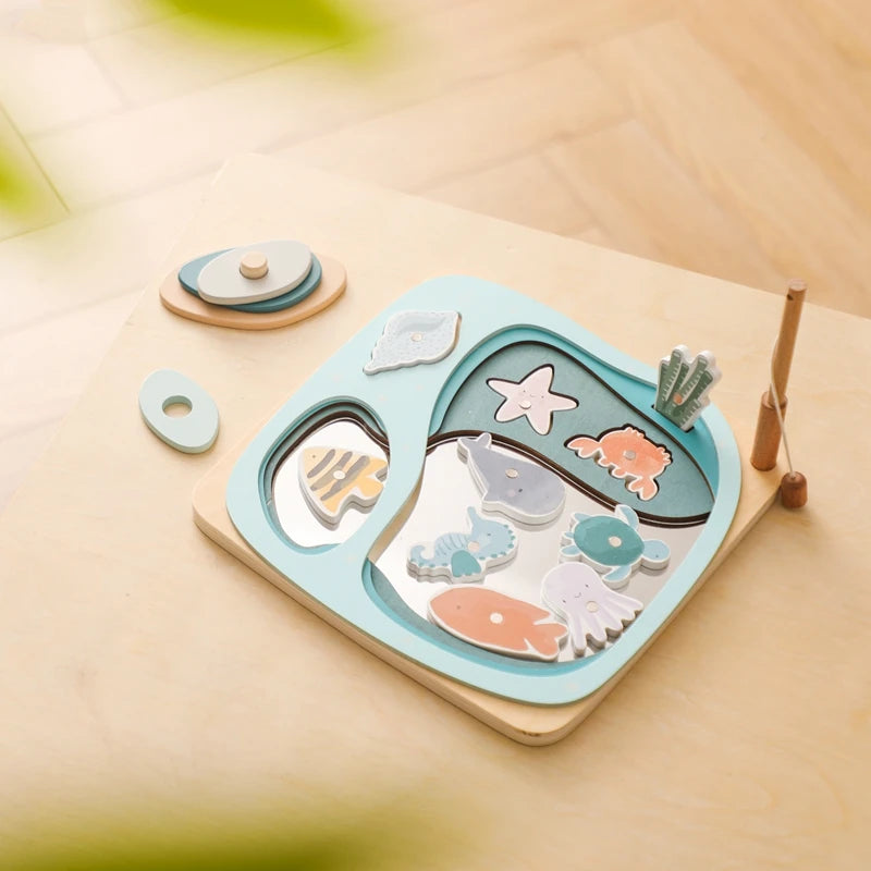 Wooden Montessori Magnetic Fishing Puzzle Toy for Toddlers