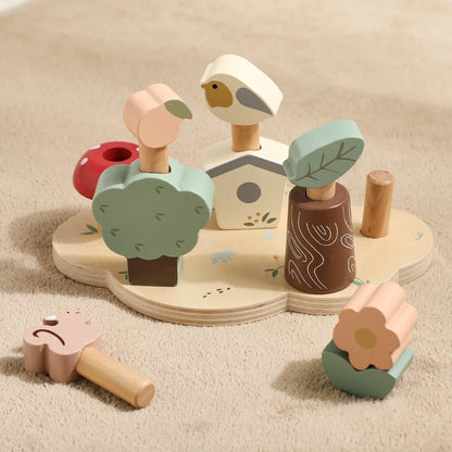 Montessori Wooden Forest Pop Up Toy – Nature Animal Play Set for Toddlers