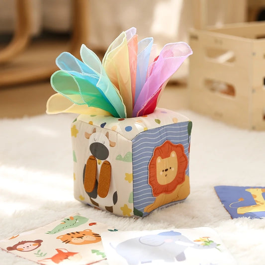 Animal Sensory Activity Box – Plush Baby Learning Cube