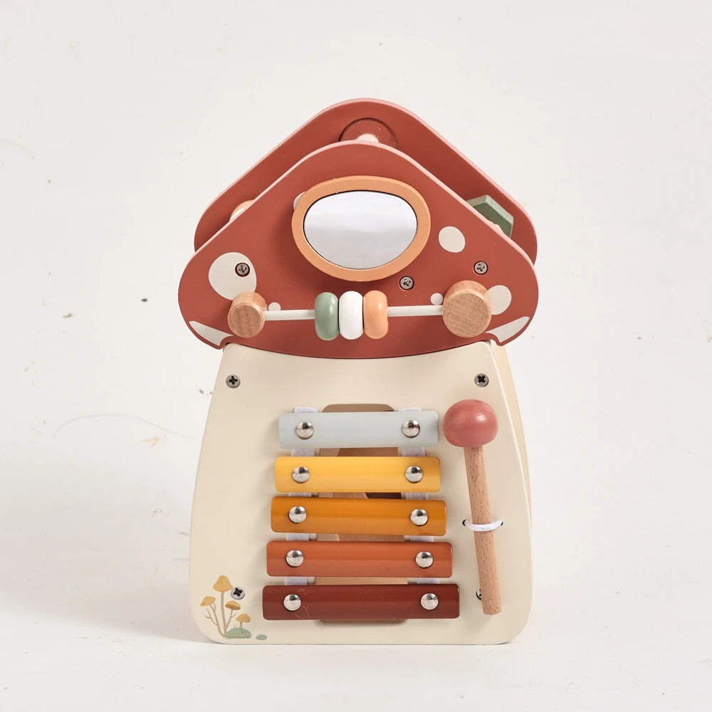 Wooden Mushroom Toy for Toddlers – Montessori Activity Cube