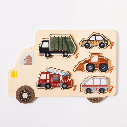 Toddler Learning Puzzle – Chunky Wooden Animal & Vehicle Matching Boards