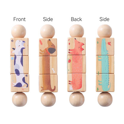 Montessori Wooden Rotating Animal Rattle – Early Learning Sensory Toy for Babies & Toddlers