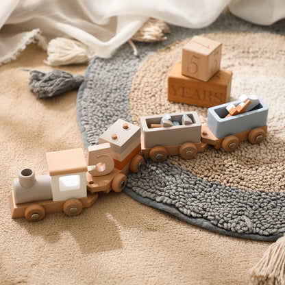 Wooden Birthday Train Set – Number Display 1–5 for Baby & Toddler Celebrations