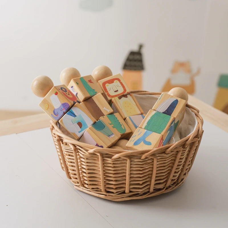 Wooden Rotating Animal Puzzle - Montessori Toddler Matching Toy