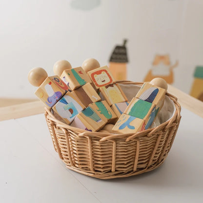 Wooden Rotating Animal Puzzle - Montessori Toddler Matching Toy