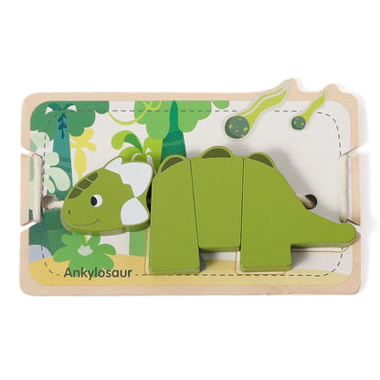 Wooden Dinosaur Lacing Puzzle – Montessori Fine Motor Toy for Toddlers