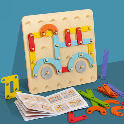 Wooden Peg Board Construction Set – Montessori Engineering & Creativity Toy