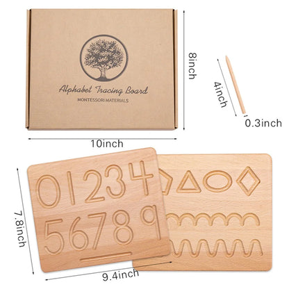 Wooden Alphabet & Number Tracing Boards – Montessori Fine Motor Toy for Kids