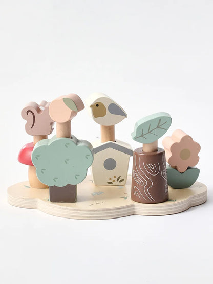 Montessori Wooden Forest Pop Up Toy – Nature Animal Play Set for Toddlers