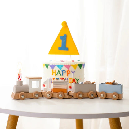 Wooden Birthday Train Set – Number Display 1–5 for Baby & Toddler Celebrations