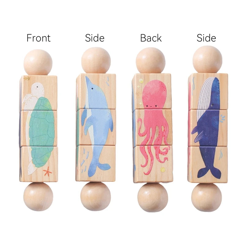 Montessori Wooden Rotating Animal Rattle – Early Learning Sensory Toy for Babies & Toddlers