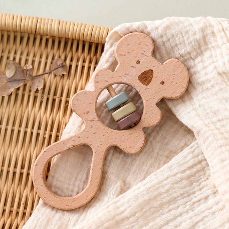 Wooden Montessori Animal Rattle