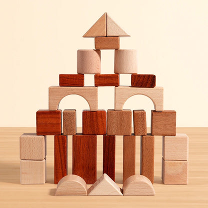 Wooden Natural Building Blocks Set – Montessori Open-Ended Toddler Toy