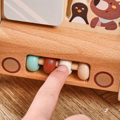 Wooden Montessori Activity Bus  – Sensory and Motor Skills Toddlers
