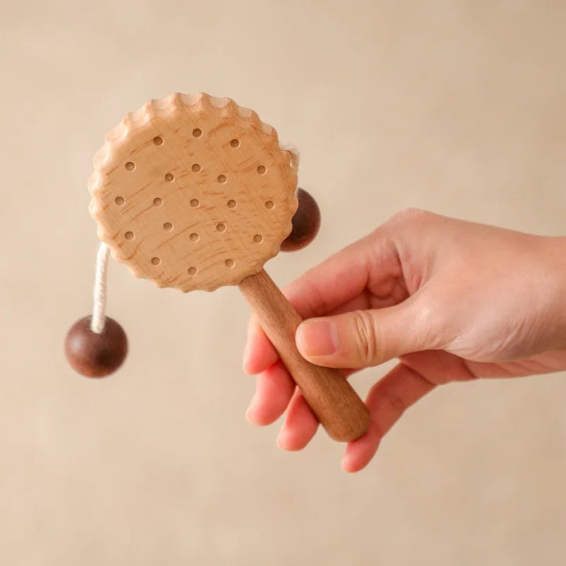 Wooden Biscuit Hand Drum – Montessori Baby Percussion Toy