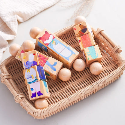 Wooden Rotating Animal Puzzle - Montessori Toddler Matching Toy