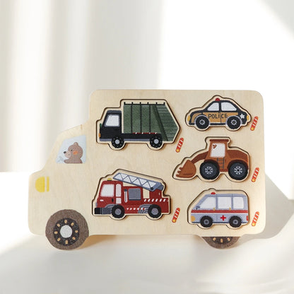 Montessori Wooden Animal & Vehicle Puzzle Set