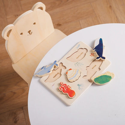 Montessori Wooden Puzzles - Toddler Fine Motor Skills Toy