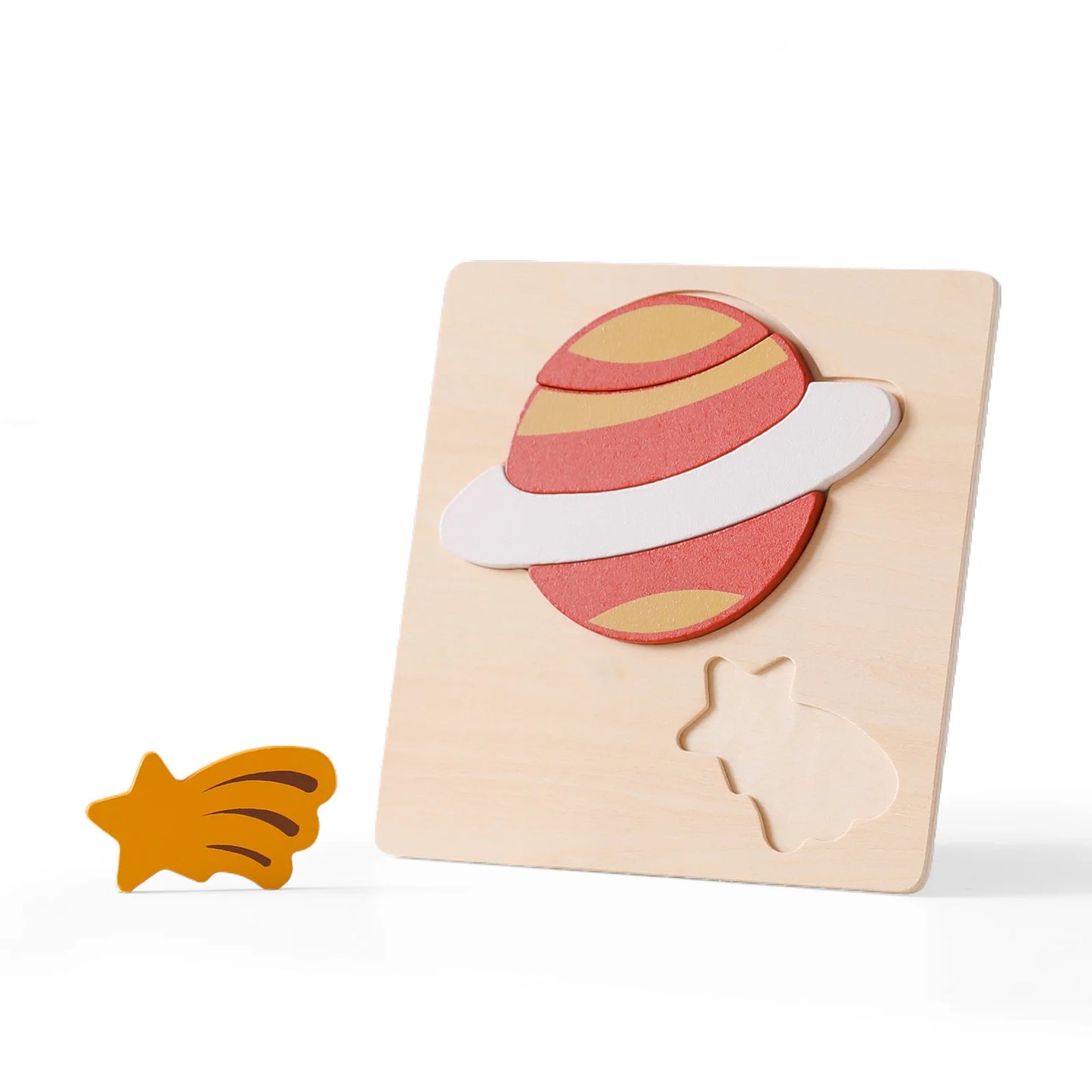 Wooden Space Puzzle Set for Toddlers – Planet, Rocket & Astronaut Educational Toy