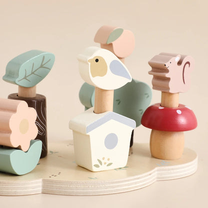 Montessori Wooden Forest Pop Up Toy – Nature Animal Play Set for Toddlers