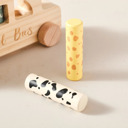 Montessori Wooden Pop-Up Animal Bus Toy