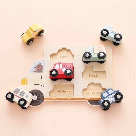 3D Montessori Wooden Vehicle Puzzle