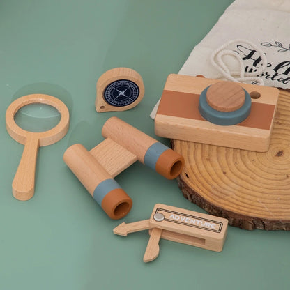 Montessori Wooden Adventure Kids Toy Set – Camera, Compass, Binoculars & More