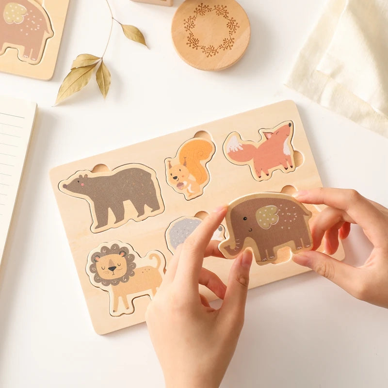 Montessori Wooden Toddler Puzzle Set – Animals, Vegetables & Ocean Themes