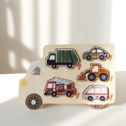 Toddler Learning Puzzle – Chunky Wooden Animal & Vehicle Matching Boards