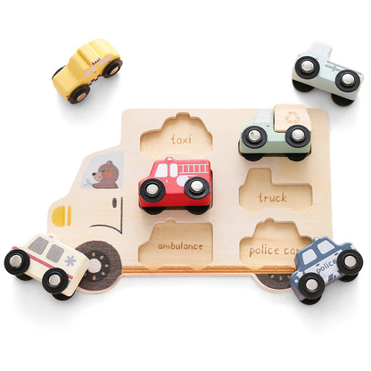 3D Montessori Wooden Vehicle Puzzle