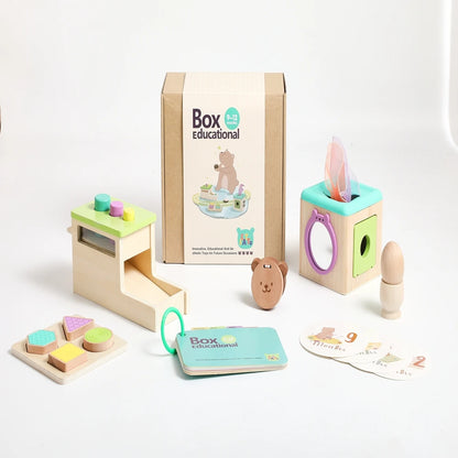 Montessori Wooden Activity Box for 9–12 Months – Educational Baby Toy Set