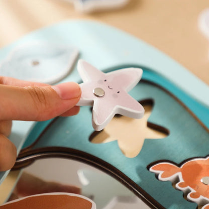 Wooden Montessori Magnetic Fishing Puzzle Toy for Toddlers