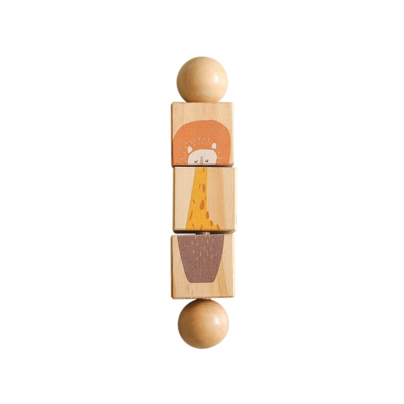 Montessori Wooden Rotating Animal Rattle – Early Learning Sensory Toy for Babies & Toddlers