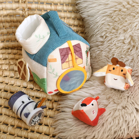 Plush Barn Toy Set with Soft Animals – Montessori Baby Learning Toy