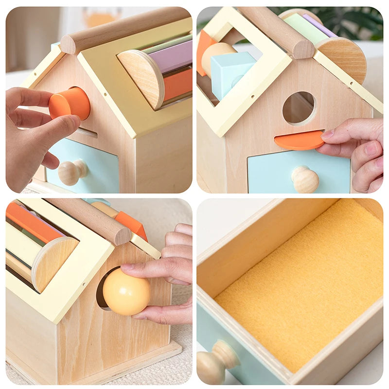 Wooden Montessori Sorting Drum – Colour, Shape & Fine Motor Toddler Learning Toy