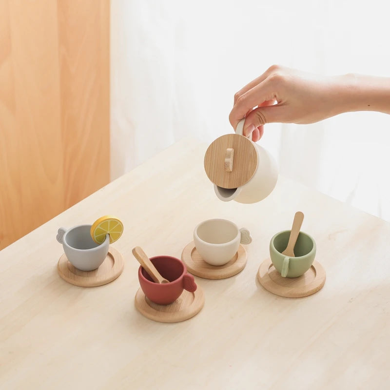 Montessori Tea Party Set – Natural Wood & Food Grade Silicone